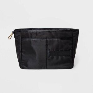 A new Day Black Nylon Travel Pouch Organizer With Zipper & Multiple Compartments